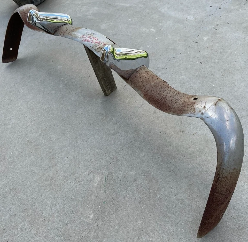 X PARAGOLPES DE IMPACTO DELANTERO NUEVO TRIPLE CROMADO FORD CRESTLINE 1952 52 OEM Foto 3 de 4