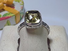 4.50ctw Cushion cut Peridot Bezel set Sterling Silver sculpted Band Ring 19738