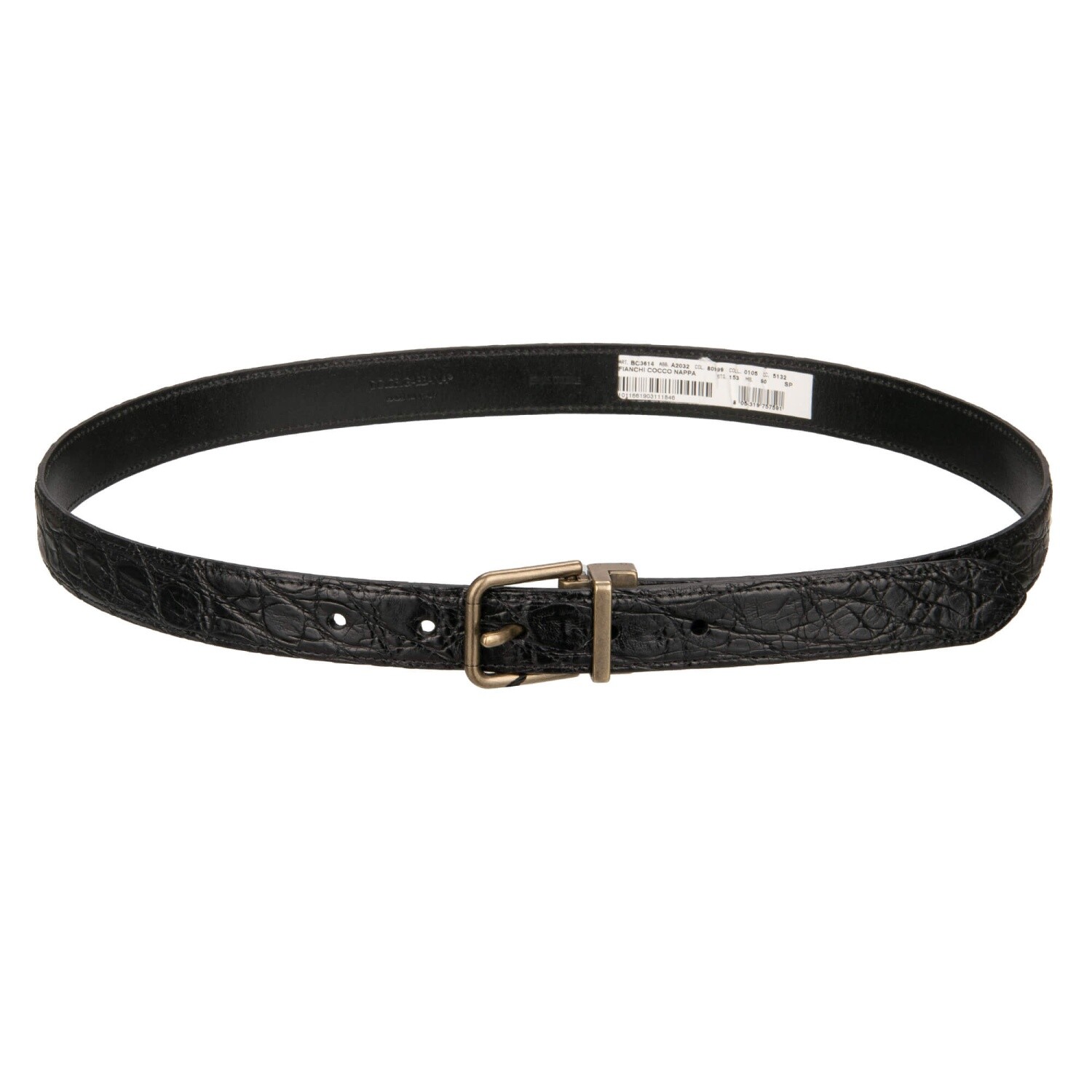 DOLCE & GABBANA Metal Buckle Croco Leather Belt Black 90 36 85 34