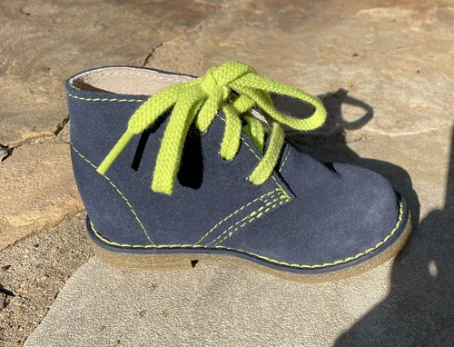 New Footmates Sz. 5.5 M Mojave Denim/Lime Boys Suede Shoes Boots - Picture 7 of 8