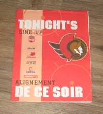 Ottawa Senators HOCKEY Tonight's Line-Up Alignement 1995 ? booklet MOLSON 