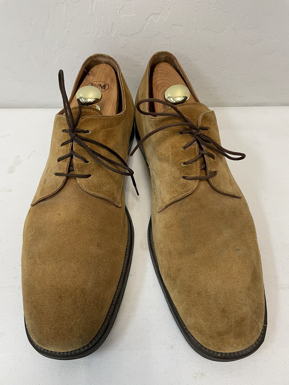SAOLA Derby Santoni Made in Italy scamosciato punta quadrata colore marrone taglia 12 D 650€