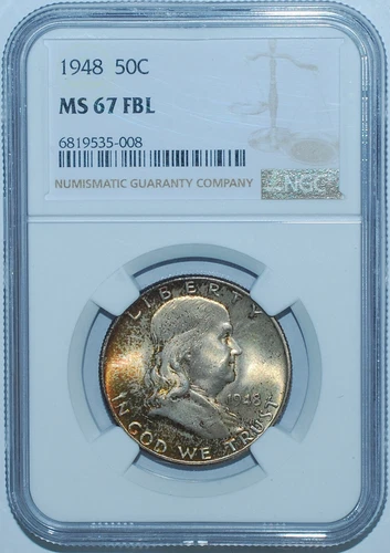 1948 NGC MS67FBL Full Bell Lines Franklin Half Dollar