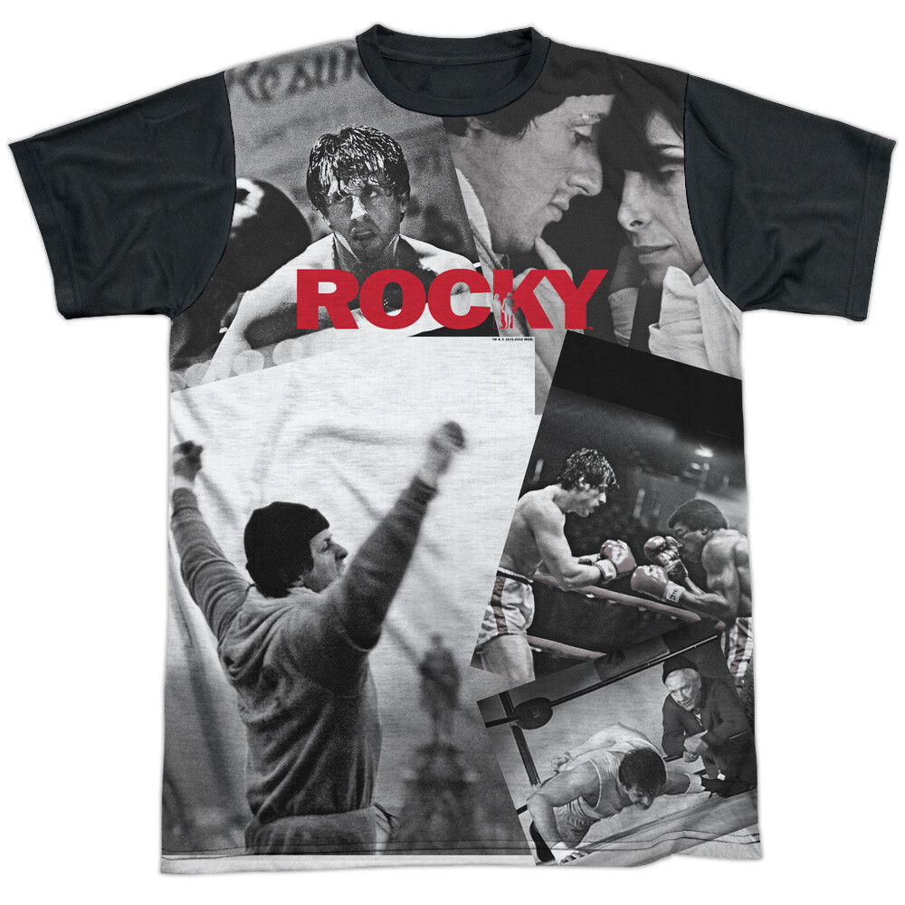 Rocky 40Th Anniversay Collage Adult Costume T Shirt (Black Back), S-3XL