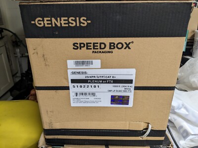 Genesis 51022101 CAT6 Plus Cable, 23/4 Solid BC, U, UTP, CMP, FT6, 1000  (304.8m