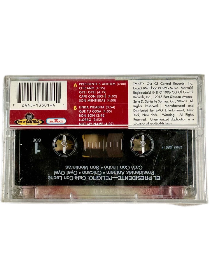 El Presidente – Peligro Café Con Leche 1996 Cassette BMG Latin Rap Rare Tape - Image 3 of 4