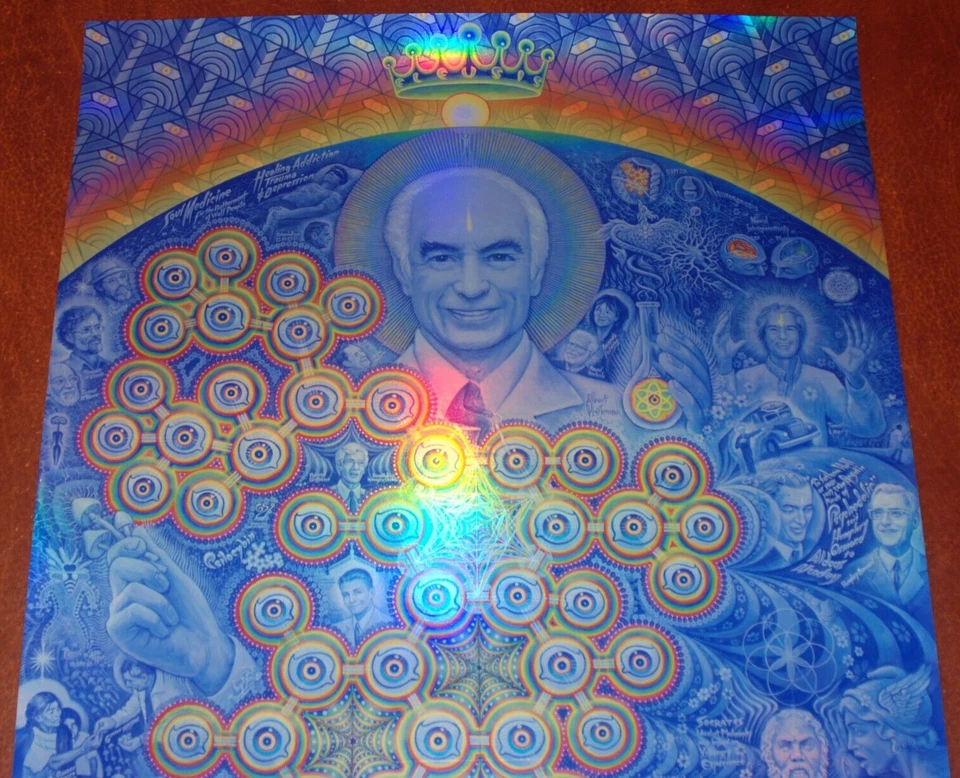 Póster serigrafía en lámina holográfica Alex Grey impresión artística Albert Hofmann S/# 150 certificado de autenticidad Foto 4 de 4