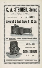 Antique Kodak Folding Camera C. A. Steinheil Söhne Rare Old Original Print Ad