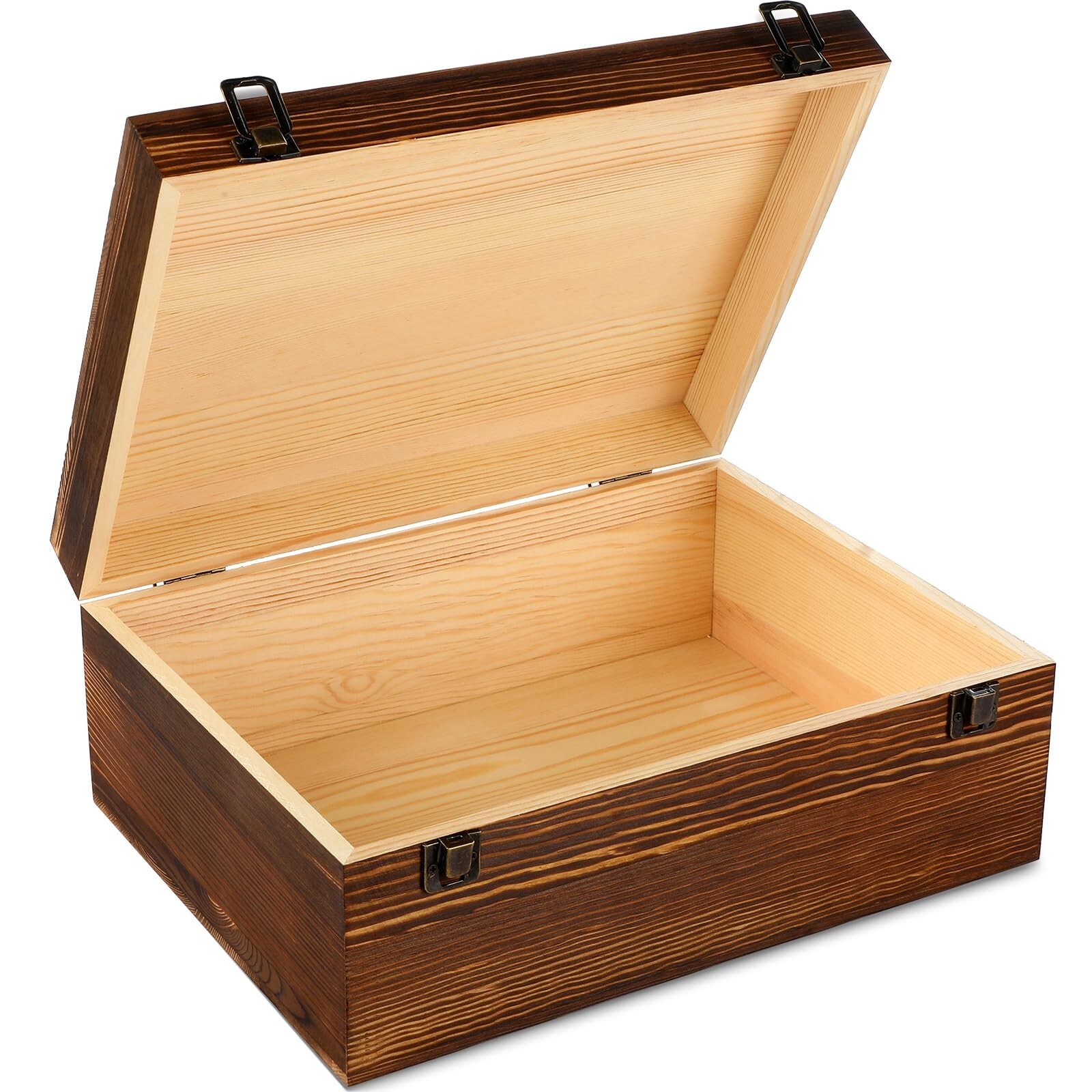 Barydat Extra Large Unfinished Wooden Keepsake Box with Hinged Lid