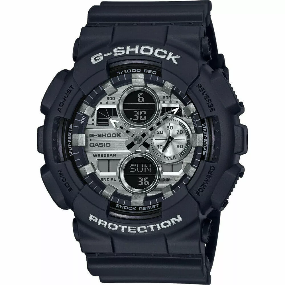 Casio G Shock Matte Black Silver Men s Watch GA 140GM 1A1 eBay