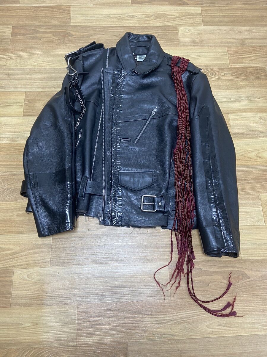 XS Vetements distressed Punk chain Leather biker jacket | eBay XS Vetements distressed Punk chain Leather biker jacket | eBay