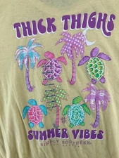Simply Southern Womens TShirt 2XL Yellow Thick Thighs Summer Vibes Turles NWT