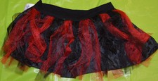 Girl's Claire's Red  Black Frill Tutu Skirt Halloween Costume Accessory OSFM
