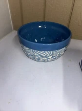 The Designs Ceramic Serving Bowl Blue White Farm Fence Rooster Sunrise 2005  