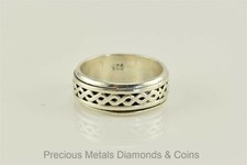 Sterling Silver Braided Twist Band Thumb Ring 925 Sz: 8.5