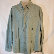 Tommy Hilfiger Button Down Long Sleeve Shirt Men's Size XL Green White Checkered