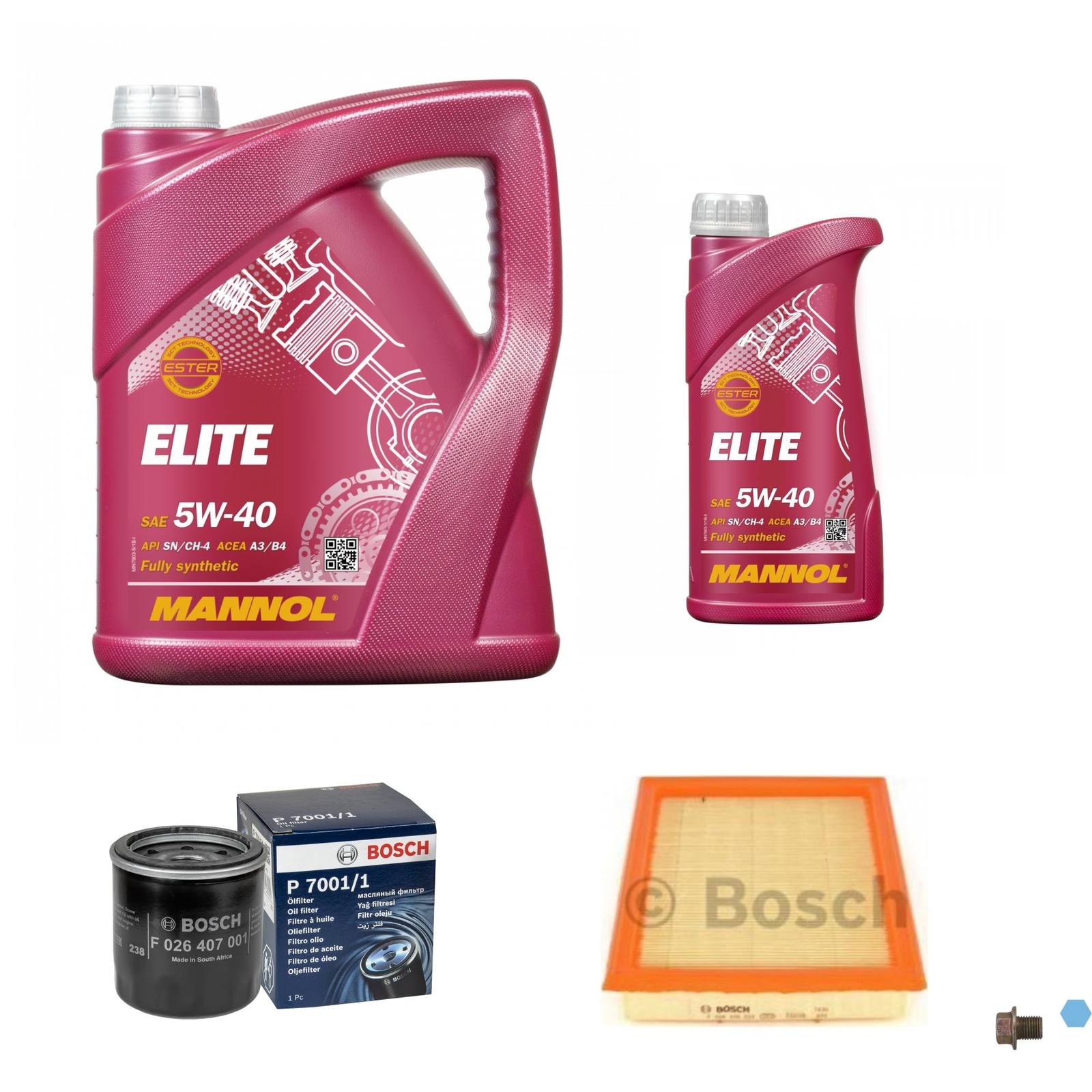 BOSCH Inspektionspaket 6L MANNOL ELITE 5W-40 für Nissan Note 1.2 Juke 1.6 DiG-T