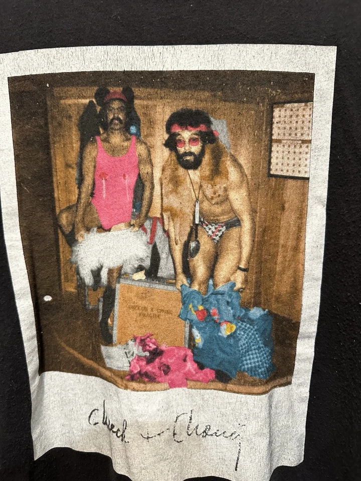 Men’s Long Sleeve Cheech & Chong Polaroid Style T-Shirt Size Large Black EUC - Image 2 of 4