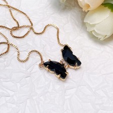 Gold Plate Necklace Women Butterfly Cubic Zirconia Pendant Wedding Jewelry Gift