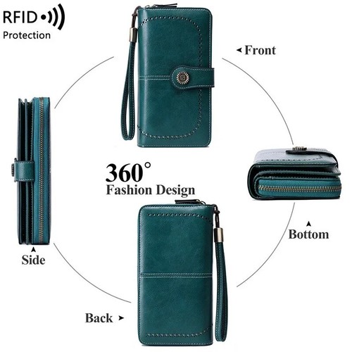 Women Leather Wallet Zipper Lady Long Card Holder Coin Case Handbag Clutch Purse - Picture 3 of 13