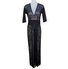 PAMELLA ROLAND Formal Gown 4 Silk Lace Long Sleeve Party Designer Maxi Dress