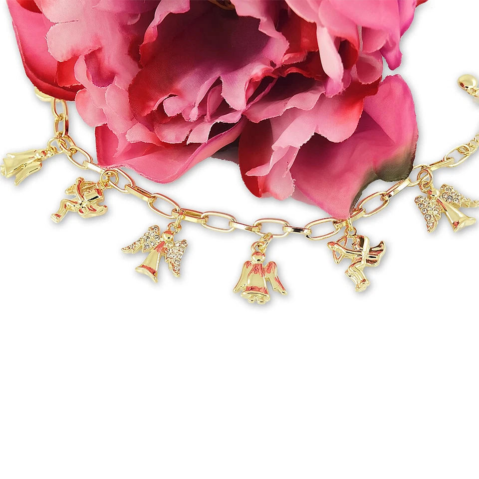 Bettelarmband Gold Armband Schutzengel mit Charms Kristalle NOBEL SCHMUCK - Bild 2 von 4