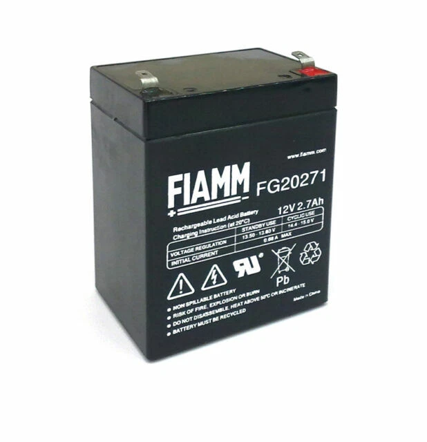 BATTERIA FIAMM FG20271 12V 2,7Ah 2.7A TORCIA RICARICABILE LAMPADA EMERGENZA VRLA