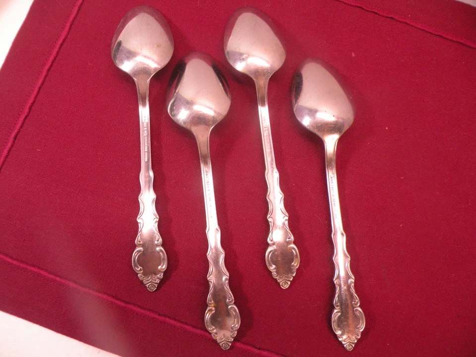 Set Of 4 Stanley Roberts Rogers Stainless Steel MELODY Oval Soup Spoons 7 1/4" - Image 4 of 4