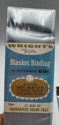 Wrights Trims Satin Blanket Light Blue And Seam Binding Brown USA Vintage New - Picture 2 of 5