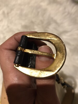Hyde Collection Metallic Gold Leather Skinny Belt Silver Ring Medium Women main image 2