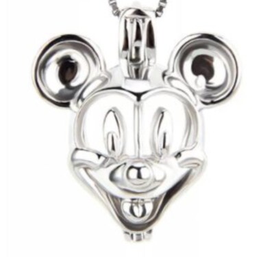 .925 Sterling Silver Mickey Face Pearl Cage (Does not include pearl or chain).