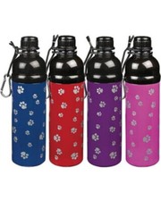 Stainless Steel Dog Water Bottle 16 oz travel bowl pet blue red pink purple