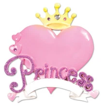 Princess Heart Girl Personalized Christmas Tree Ornament