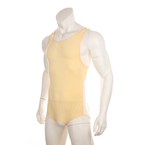 Men Bodycon Bodysuit Tights Leotard Lingerie Hollow Out Crotchless Tank Top Vest - Picture 10 of 16