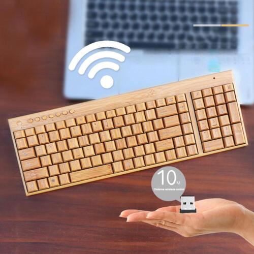 Keyboard Bamboo Mouse Wireless Wooden Combo Set Natural Devices Environment U1N - Afbeelding 3 van 18