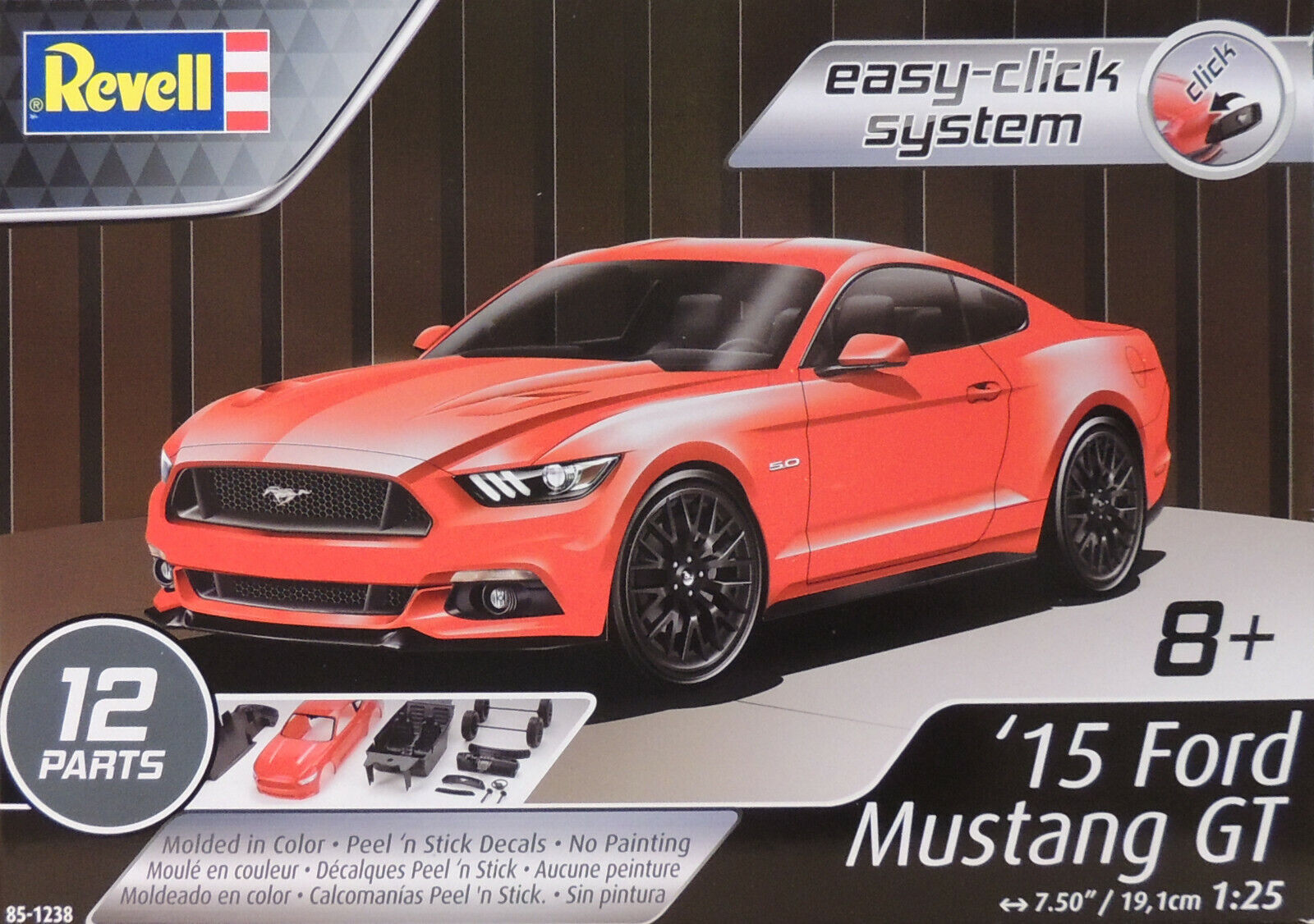 2015 FORD MUSTANG GT REVELL 1:25 SCALE EASY-CLICK SYSTEM PLASTIC MODEL CAR KIT