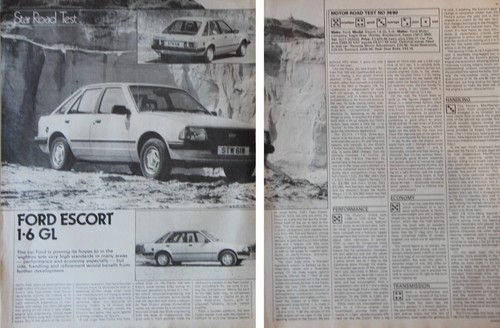 Original 1980 Motor extracted mag article road test (folded) FORD ESCORT 1.6 GL