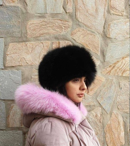 Fur hat,fox hat,real fur hat,black fox 