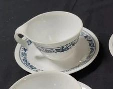 Set Of Old Town Blue Onion Corelle Hook Cup and Saucer Always Stacks Up Neatly!