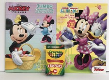 New 3 Pc Easter Minnie Mouse Jumbo  Big Fun Coloring Activity Books  Crayons