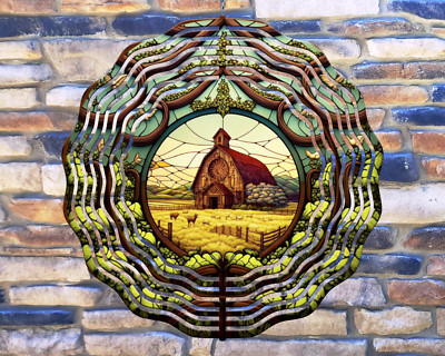 10'' Country Farm Animal Barn Hanging Wind Spinner Yard Decor 3D Kinetic rws-013