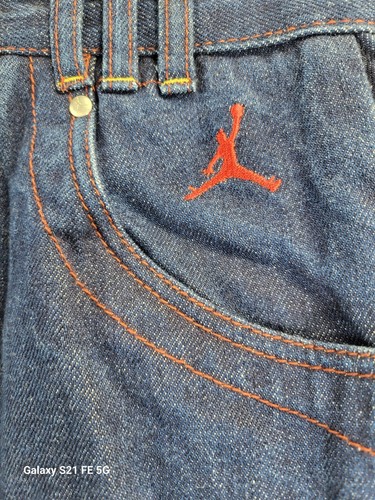 Air Jordan 90's Y2K Denim Jeans Youth 26x28 Blue Straight Leg Dark Wash - Picture 5 of 12