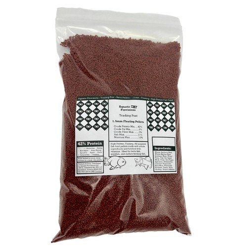 42% Protein Floating 1.5mm Pellets All Purpose Fish Food Betta Cichlid ...