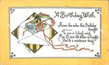 1914 USA Made Postcard A Birthday Wish Poem a/s E Von Hartmann Illustrated