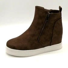 Vepose Womens Flat Heel Ankle Bootie Side Zipper Brown Sz 7 NEW