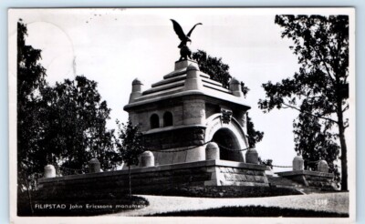 RPPC Filipstad John Ericssons monument SWEDEN Postcard