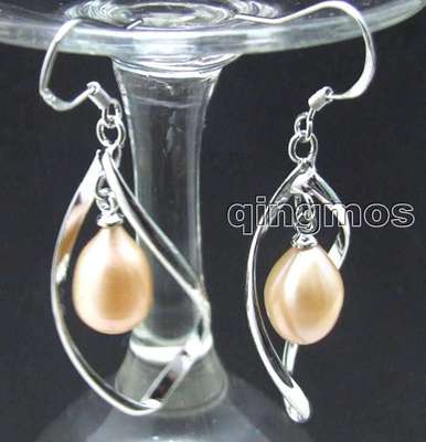 SALE Big 50*17MM Helix Dangle Earring 8-10mm drop Pink pearl