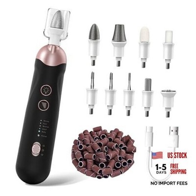 Professional Manicure Pedicure Kit, Cordless Electric Nail File Set, Black