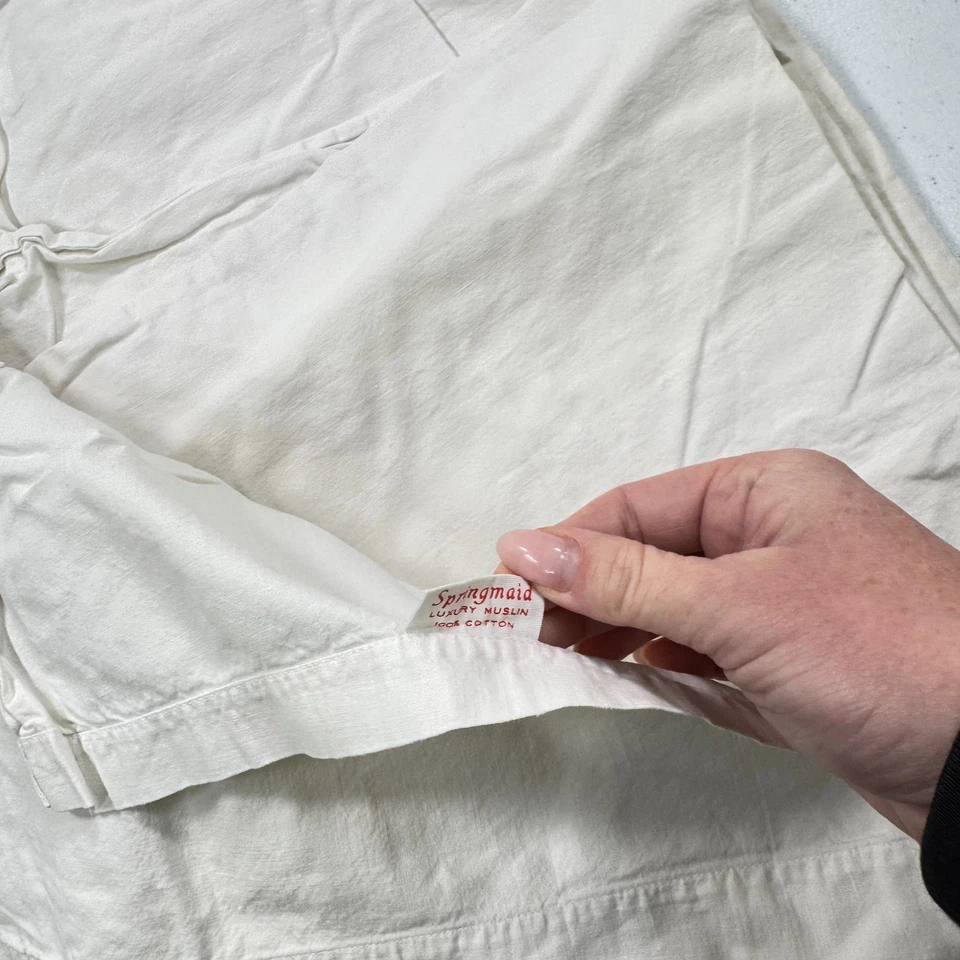 Sábana plana Springmaid vintage doble algodón macizo blanco mcm retro ee. uu. Foto 4 de 4