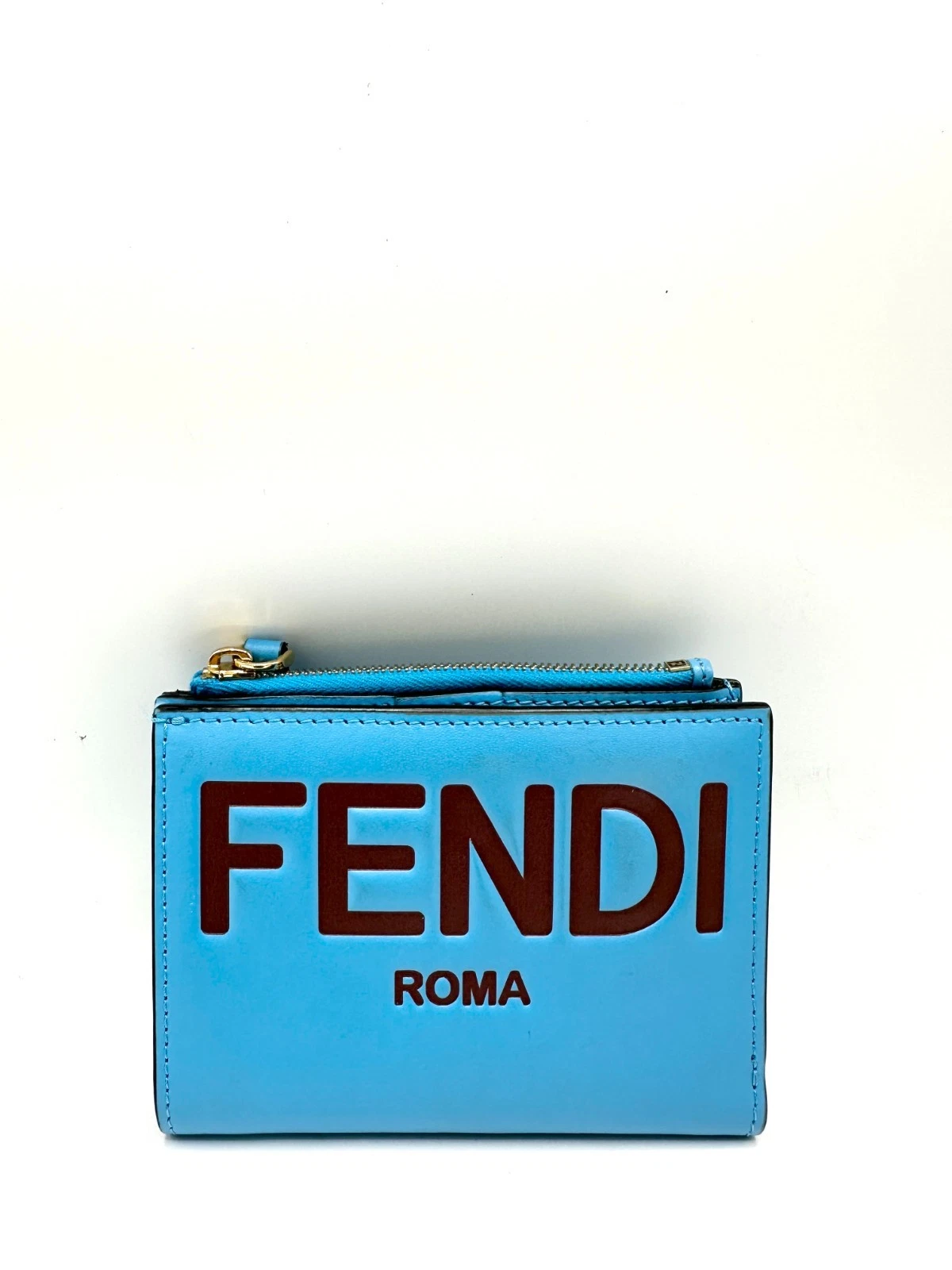 Fendi — Ebay Live Listings - 53012 Fendi Blue/Brown GHW Compact Flap Wallet